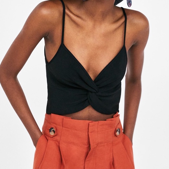 Zara Knit Twist Front tank top black size M - Picture 1 of 5